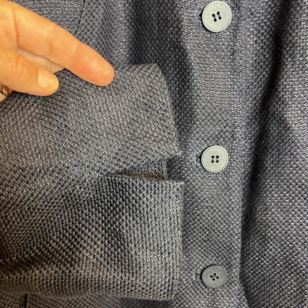 EILEEN FISHER Basket Weave Linen Cotton Blazer Jacket button Mandarin collar M - Picture 5 of 10